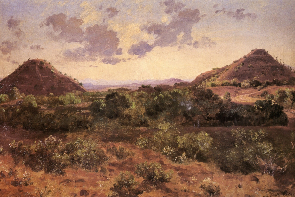 Fair Island is a giant island filled with arid mountains. Piramides del Sol y de la Luna by Jose Maria Velasco
