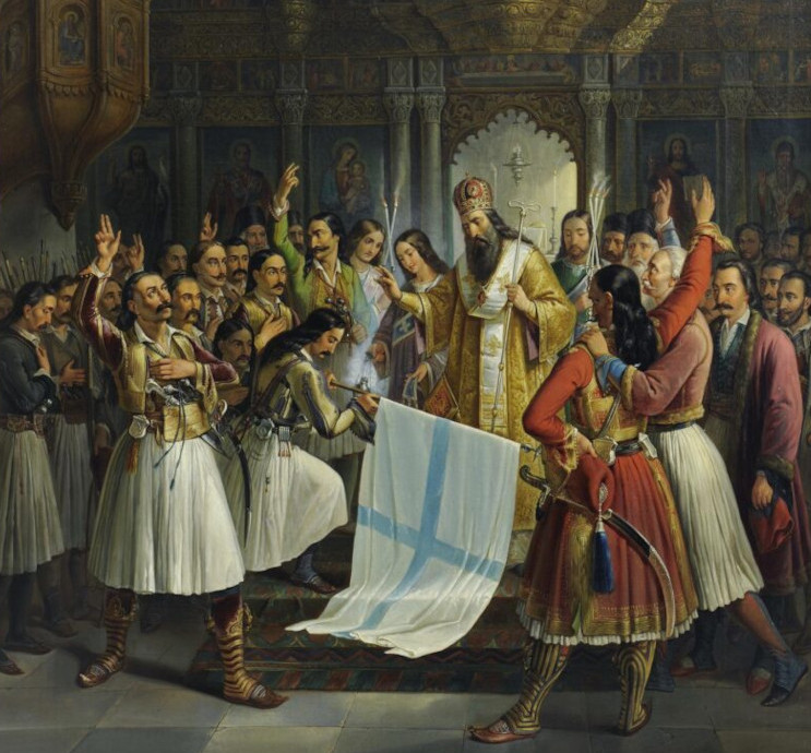 The German of Old Patras blesses the flag by Theodoros Vryzakis The German of Old Patras blesses the flag by Theodoros Vryzakis